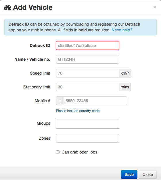 How To Add A Vehicle Detrack