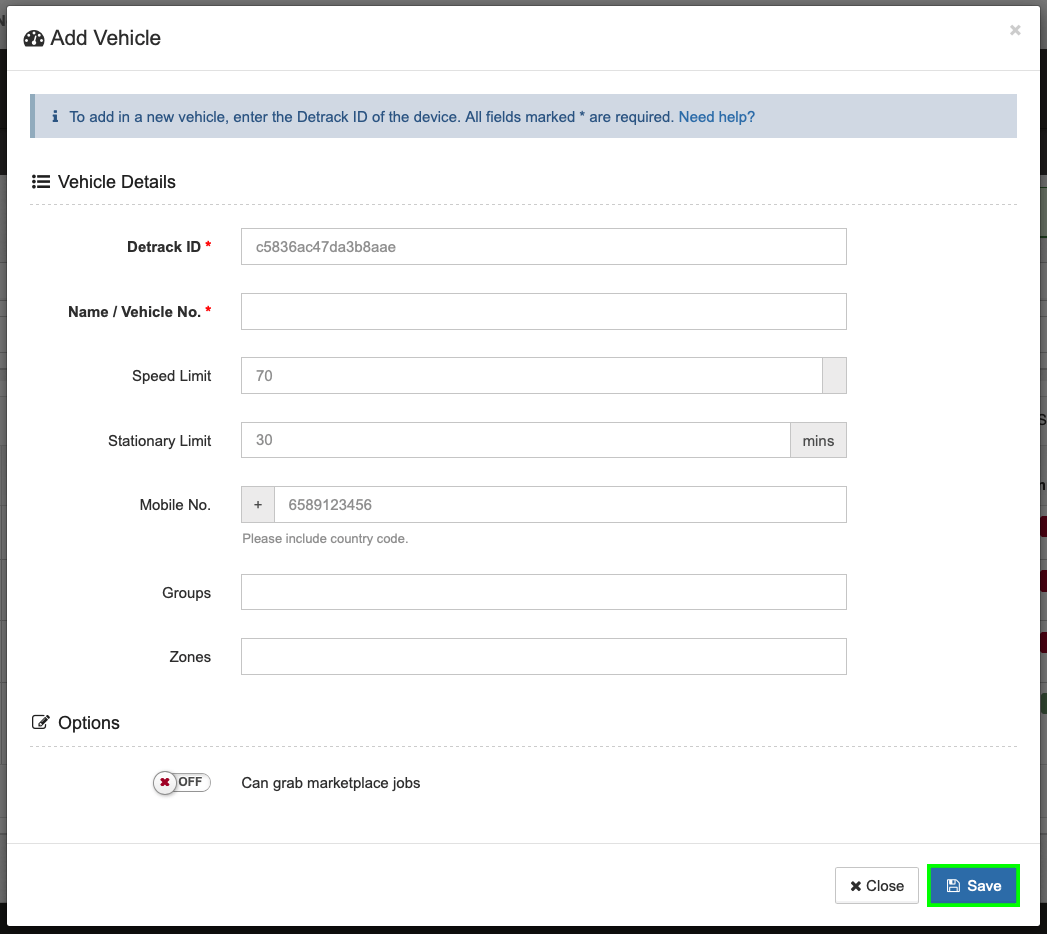 How To Add A Vehicle Detrack