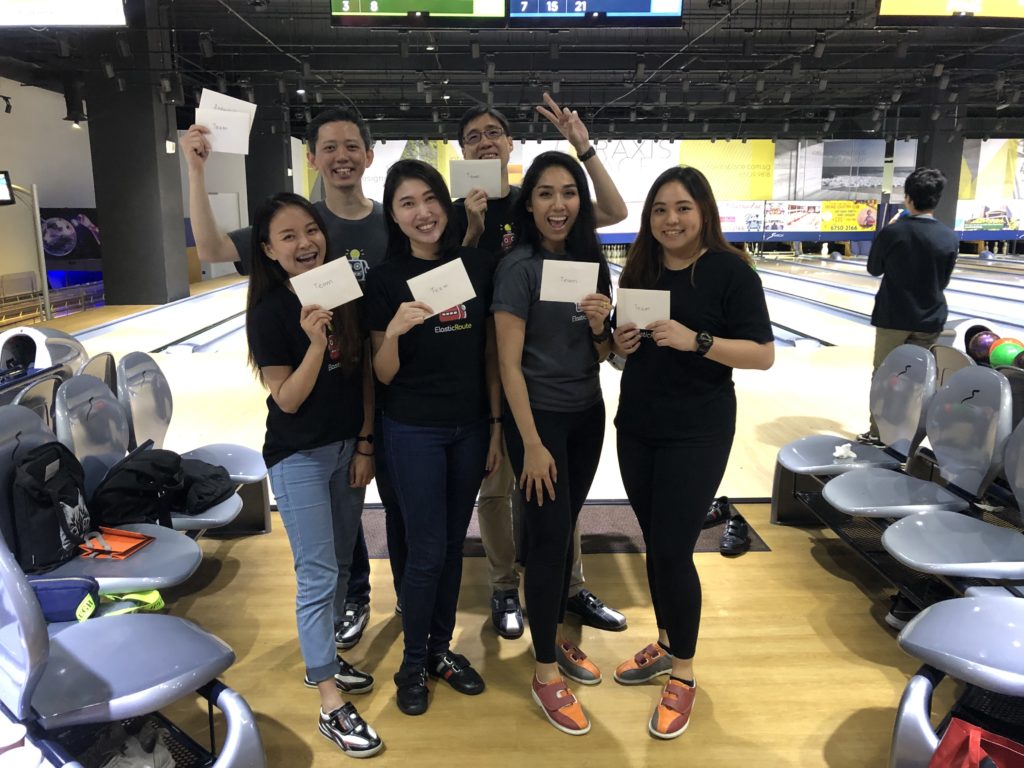 The winning team during bowling session