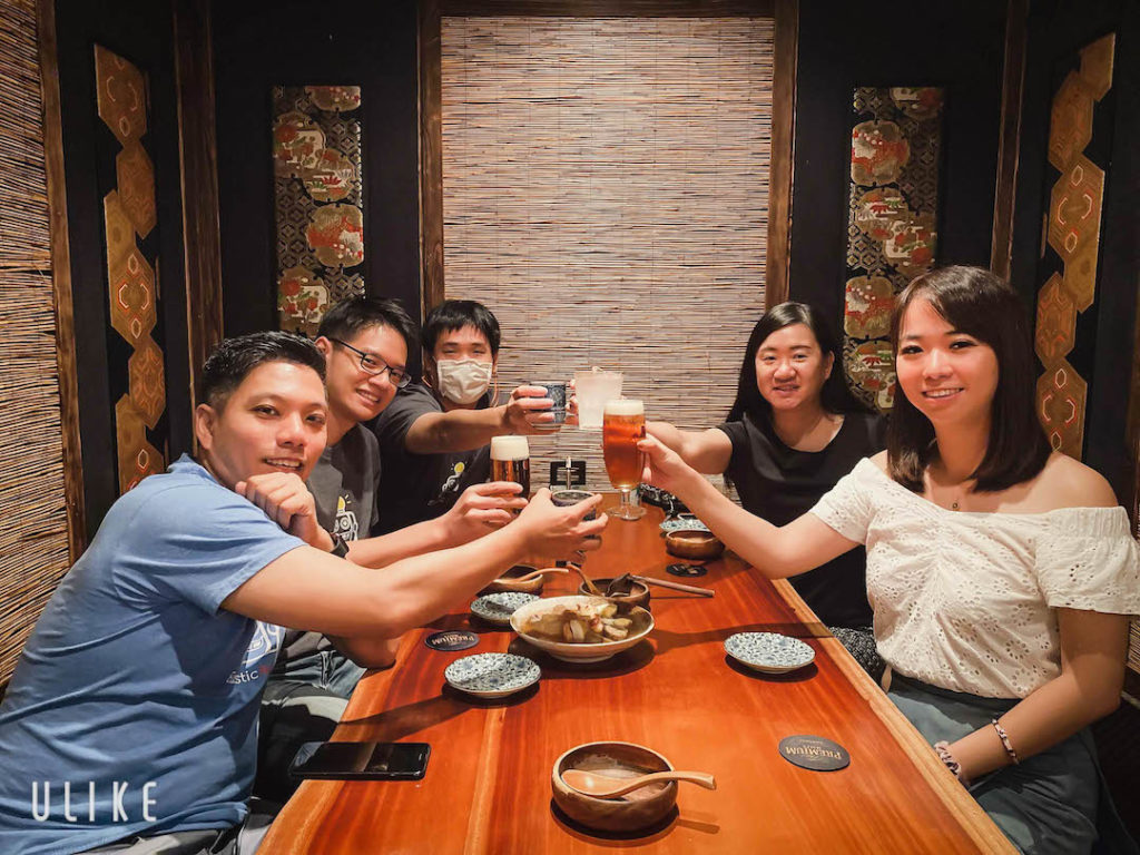 Sales & Support team at dinner
