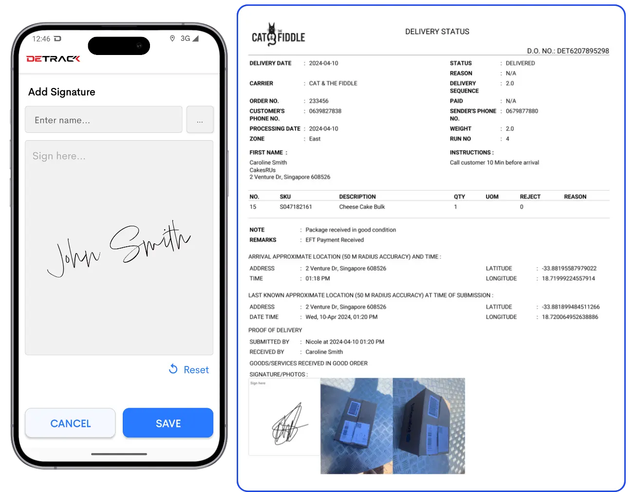 Capture E-POD signatures and photos SG