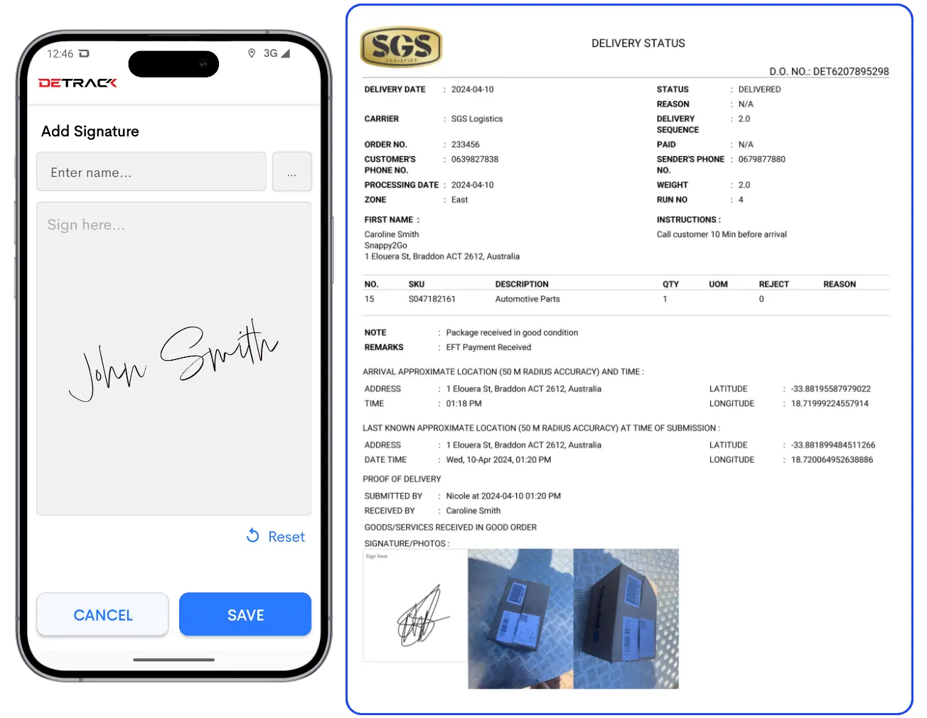 Detrack electronic proof of delivery