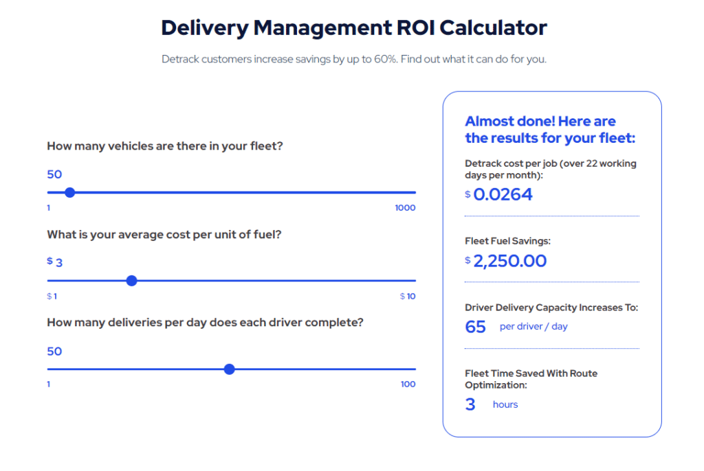Detrack ROI calculator