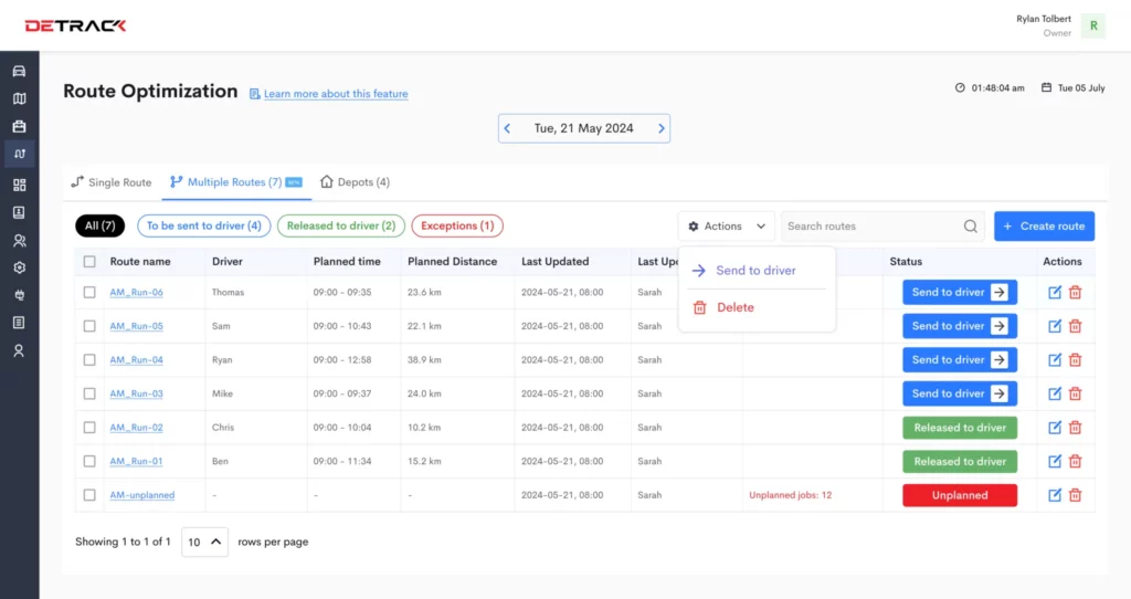 Detrack’s Multi Driver Route Optimization