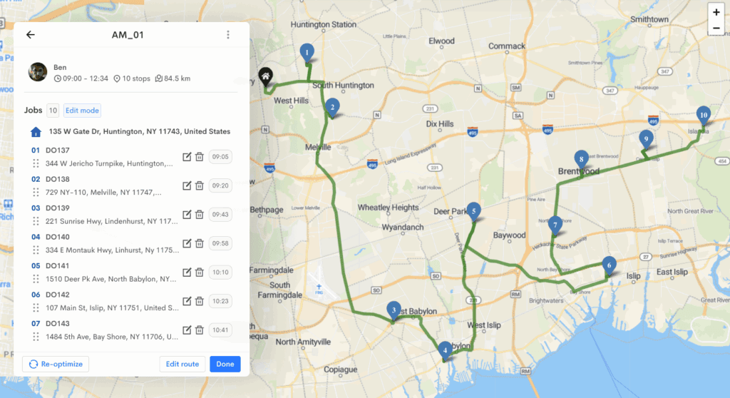 An image of a planned route