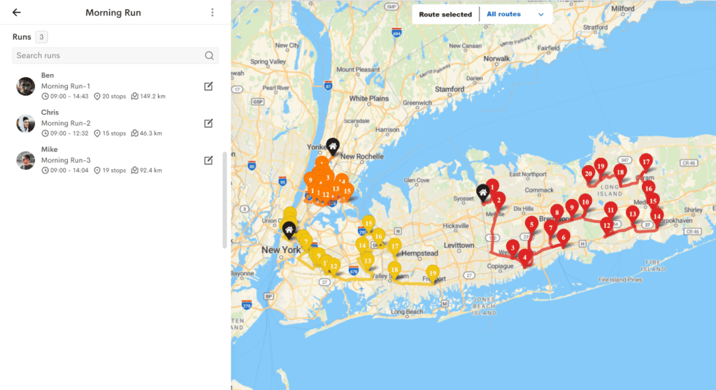 An Image of a map with optimize delivery routes.