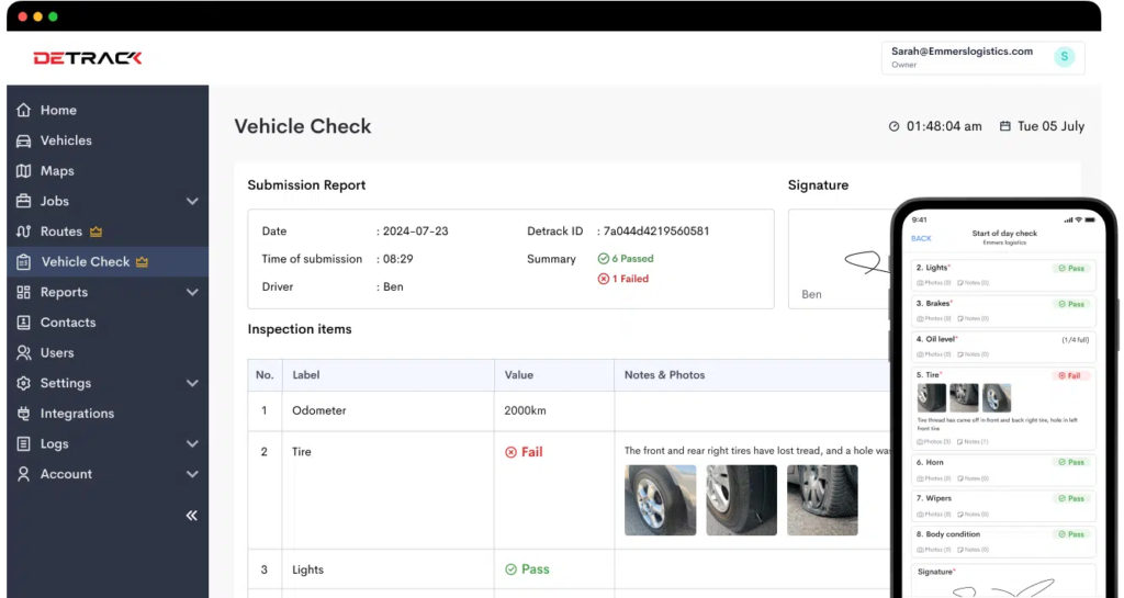 Detrack’s custom settings