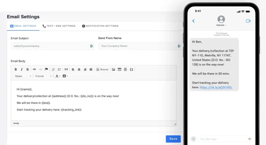 A screenshot of a sample email sent out to customers.