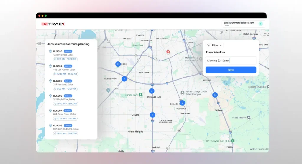 A sample of a planned delivery route