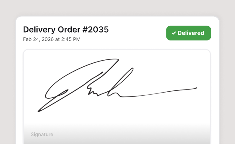 Customer signature captured on a delivery