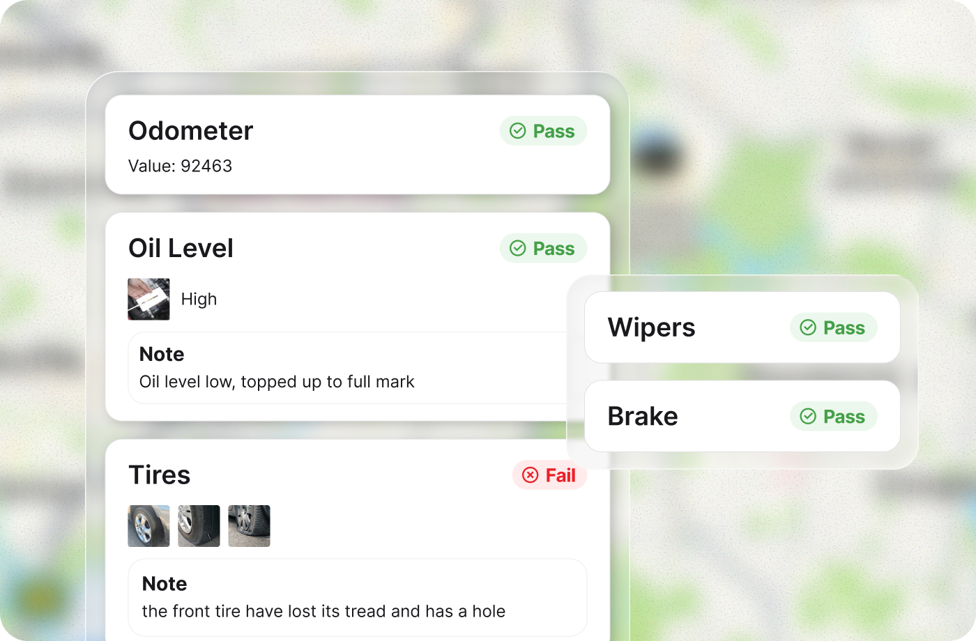 Vehicle safety and pre-trip inspection UI